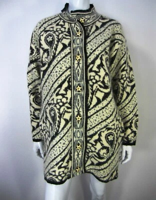 CARDUCCI MANGA LARGA MEZCLA ANGORA CÁRDIGAN SUÉTER S PEQUEÑO GRIS Blanco   Foto 1 de 4