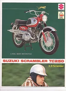 SUZUKI TC250 X-6 SCRAMBLER BIKE- 1967 - 2 page Motorcycle Sales Brochure NOS - Picture 1 of 2