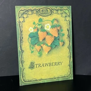 Targa in metallo Vintage retro Decorazione da parete murale fiore Fragole  - Foto 1 di 8