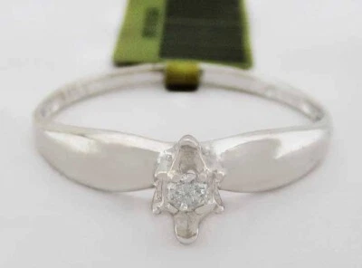 GENUINE DIAMOND ENGAGEMENT ING 10K WHITE GOLD - New With Tag - Image 1 of 4