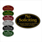 No Soliciting Choice Of Colors Oval Shaped Notice Aluminum Metal Sign
