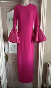 Forever Unique Pink Maxi Drill Satin Sleeve Dress Size 8 - Picture 1 of 13