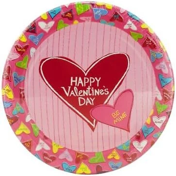 Platos de cena de papel Candy Crush con tema de corazones de San Valentín fiesta navideña de 9" Foto 1 de 1