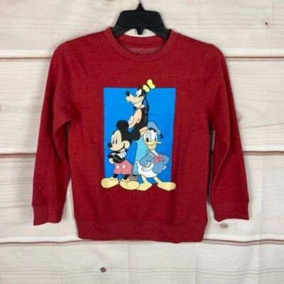 Disney Sweatshirt Kids Unisex S Red Mickey & Friends Graphic Print Long Sleeve - Image 1 of 4