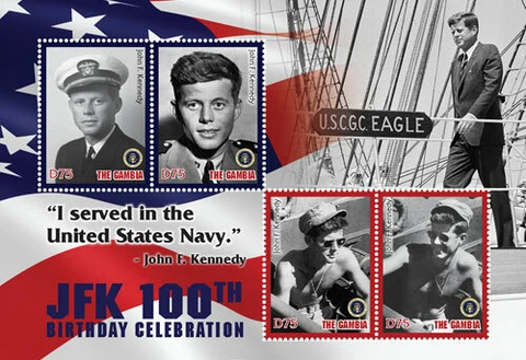 Gambia 2017 - JFK 100th Birthday - Sheet of 4 Stamps - MNH Cover
