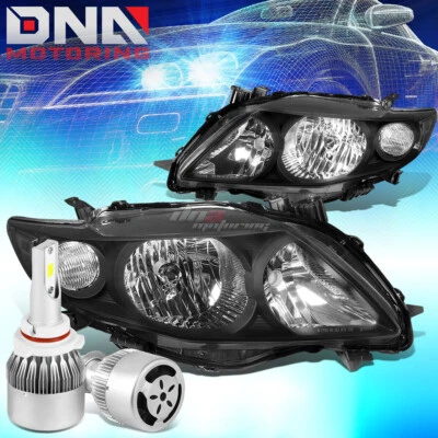 FARO NEGRO + ESQUINA TRANSPARENTE + LED BLANCO 9006 OCULTO CON VENTILADOR AJUSTE 09-10 COROLLA E140 Foto 1 de 4