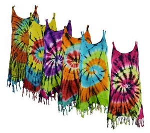 New Fair Trade Tie Dye Strappy Top 8 10 12 Hippy Boho Hippie Ethnic - Picture 1 of 19