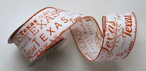 New Texas Team Inspired Orange & White Ribbon w Wired Edges 2.5” W x 10 Yards - Picture 1 of 7
