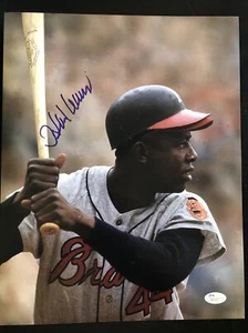 Foto firmata Hank Aaron Milwaukee Braves 755 HR HOF 1982 11x14 ~ JSA COA - Foto 1 di 8