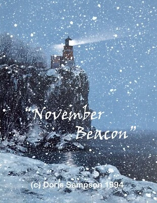 Split Rock Lighthouse Painting/Litho Print-"November Beacon"-by Doris Sampson - Image 1 of 2
