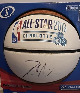 DAMIAN LILLARD AUTOGRAPHED TRAIL BLAZERS WHITE 2019 ALL STAR LOGO BASKETBALL COA - Picture 1 of 2