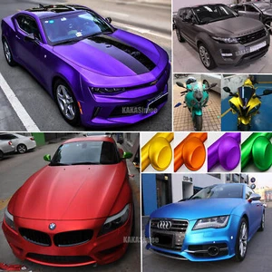 Flexible Entire Car Wrap Satin Matte Chrome Vinyl Upgrade Metal Sticker Decal AX - Picture 1 of 55