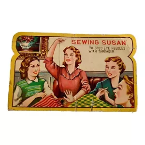 Vintage Nickel Plated Sewing Needle Book Sewing Susan Japan READ - Picture 1 of 14