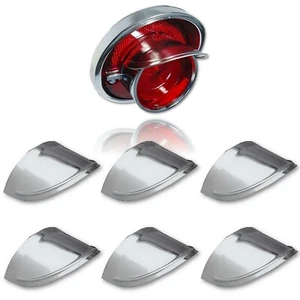 Mini Stainless Visor Set of 6 For Tail Back Up Lamp Lens Fits 63-64 Chevy Impala - Picture 1 of 8