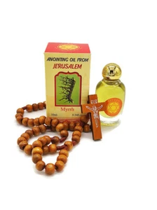 Anointing Oil Myrrh Mirra Jerusalem Gift Blessed Olive Wood Rosary Holy Land - Picture 1 of 5