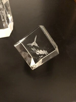 Holograma grabado láser cristalino 3D prisma de un colibrí luz nocturna/peso de papel Foto 1 de 4