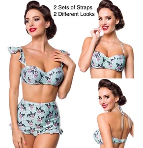 Bikini Pin Up Retro Look - 2 Sets of Straps - Puppy Print BELSIRA Euro Swimwear - Picture 1 of 10