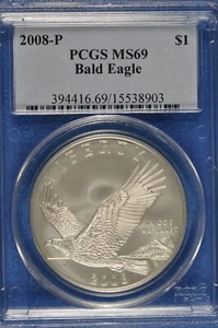 2008-P PCGS MS69 Bald Eagle Commemorative Silver Dollar MS-69 - Picture 1 of 2
