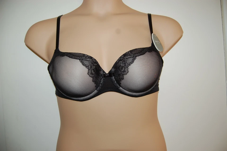 Vanity Fair Plunge Bra Underwired Soft Moulded/Padded Cups Black UK 34B BNWT - Image 1 of 1