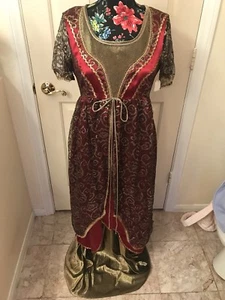 edwardian/Victorian/Paris1700s/1800s Gold Lame,lace ,Burg/Blk ,Ret. $4899sz2/6 - Picture 1 of 12