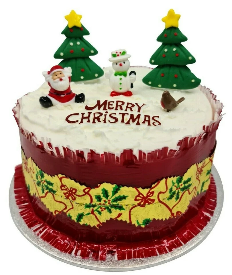 EVELAY LTD 6 piece SET Merry Christmas Cake Decorations yule log cupcake toppers cake