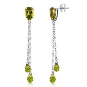14K. SOLID GOLD CHANDELIER EARRING WITH PERIDOTS (White Gold) - Picture 1 of 6