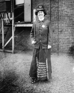 Woman Posed In Police Uniform Vintage 8x10 Reprint Of Old Photo - Picture 1 of 1