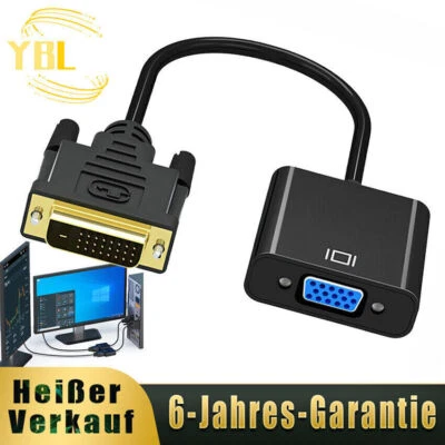 DVI Stecker VGA Buchse Adapter Digital Analog Konverter Kabel DVI-D 24+1 Stecker - Bild 1 von 4