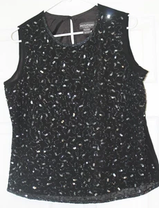 Notations Woman Black Sequin Sleeveless Blouse Top - Size Large Petite NWOT - Picture 1 of 4