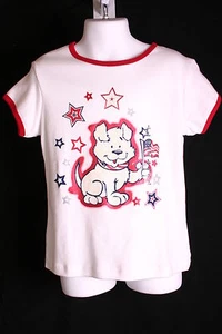 ARIZONA JEAN CO. MÄDCHEN SHIRT MIT HUND & FLAGGE & STERNEN NEU MIT ETIKETT GRÖSSE 4 VIERTER JULI - Bild 1 von 1