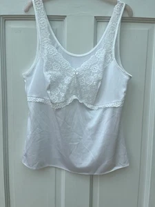 Vintage Marks & Spencer White Lace Trimmed Camisole Size 14 - Picture 1 of 5