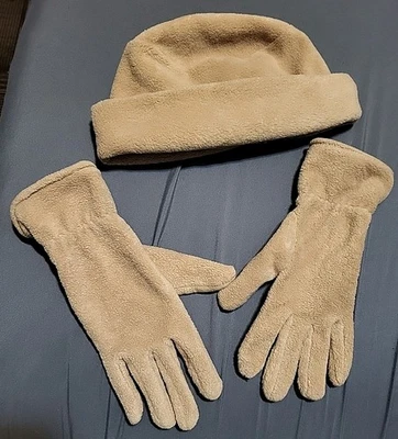 Conjunto de sombrero y guantes suaves cálidos, material similar al vellón, talla única para la mayoría Foto 1 de 4
