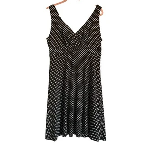 Vintage 90's Ronnie Nicole Sz 12 Polka Dot A Line Dress Stretch Flowy Feminine - Picture 1 of 10