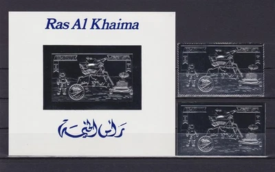 ARABIA RAS AL KHAIMAH 1972, Mi# B744A-B, Bl B131, CV 57 €, lámina de plata, espacio Foto 1 de 2