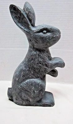 Vintage Cast Iron 1/2 Bunny Rabbit Door Stop Statue Rustic - Image 1 of 4