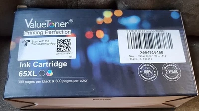65XL Ink Cartridge Black/Color Combo 2 Pack for HP Ink 65 ValueToner Exp 11/26 - Image 1 of 4