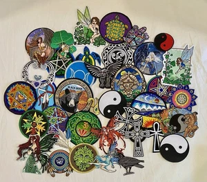 Lot Of 38 Patches Sew/Iron On Pentagram Fairy Yin Tang Animals Native American - Picture 1 of 7
