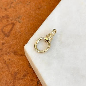14KT Yellow Gold Oval Twisted Push-In Charm Holder Connector Pendant Clasp 10mm - Picture 1 of 7