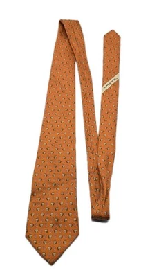 Corbata SALVATORE FERRAGAMO Hecha en Italia Estampado de Tigre Naranja Seda Foto 1 de 4