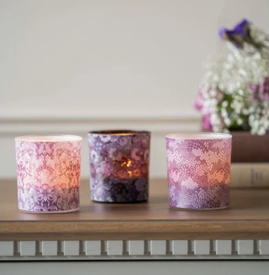 Juego de 3 Candelabros Votivos de Vidrio Peonía Honington Laura Ashley 7 cm Totalmente Nuevos  Foto 1 de 3