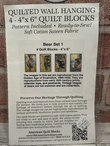 Olde America Antiques Quilted Wall Hanging Kit Blocks 4-4"X6" Bear Set 1 New - Picture 1 of 7
