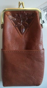 Nostalgic Leather 3 Pocket FLORAL Cigarette Case,Nutmeg - Picture 1 of 4