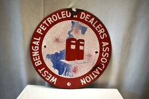Vintage Petroleum Sign Porcelain Enamel West Bengal Petroleum Dealers Associatio - Picture 1 of 5