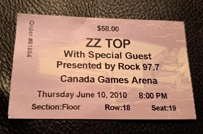 Boleto de concierto ZZ Top - Canada Games Arena, Grande Prairie 2010 Foto 1 de 2