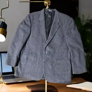 Lands End Gray Wool Blazer Men's Size 43 Two-Button Single-Breasted Jacket - Picture 1 of 13