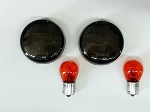 Schwarze Blinker Gläser Harley Davidson für Bullet Blinker smoked signal lenses - Picture 1 of 1