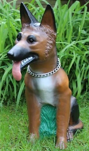 Deko Garten Figur Gartenfigur großer Schäferhund mit Kette aus Kunststoff H 69cm - Bild 1 von 6