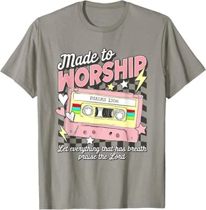 Made To Worship Scripture Bible Verse Christian Jesus Faith T-Shirt - Picture 1 of 5