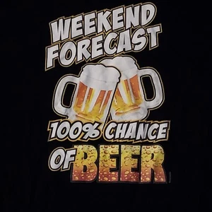 Artbrands "Weekend Forcast 100% Chance of Beer" Printed Black Short Sleeve... - Picture 1 of 7