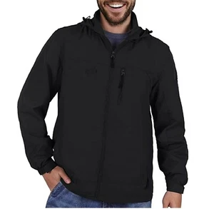 Men's Sz MEDIUM Hooded Rain Coat Jacket Waterproof Breathable - Black - Picture 1 of 6
